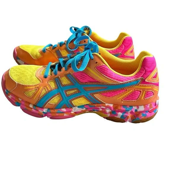 Asics Gel Flashpoint Running Cross Training Volleyball Orange Flame Pink Sneaker - Picture 5 of 11